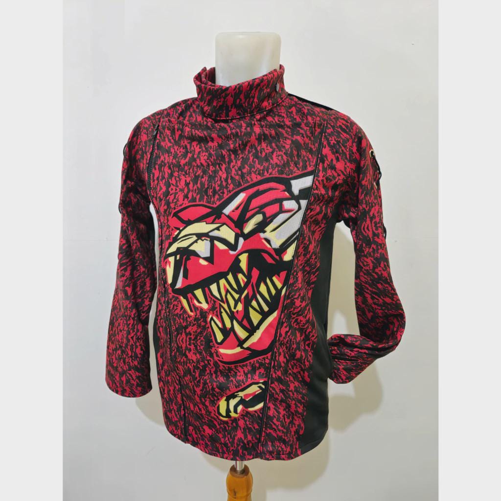 Power Rangers Dino Thunder Aba Red Ranger cosplay jacket inspired by Bakuryuu Sentai Abaranger 2003 Super Sentai series, perfect for conventions, fan photoshoots, and collectors