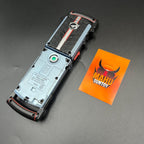 Go-onger Go-on Gear and RPM Morpher, wrist morphers from the Japanese and American series Engine Sentai Go-onger (2008) and Power Rangers RPM (2009).