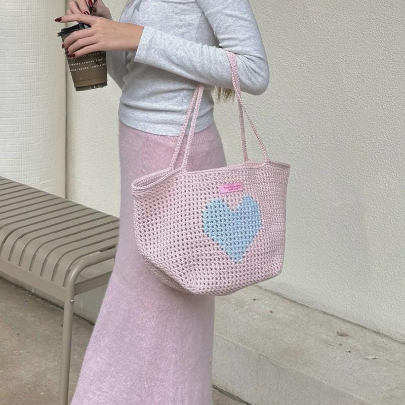 Handmade Crochet Bag | Bloomie Shoulder Bag |  Handmade bag Heart  Pattern