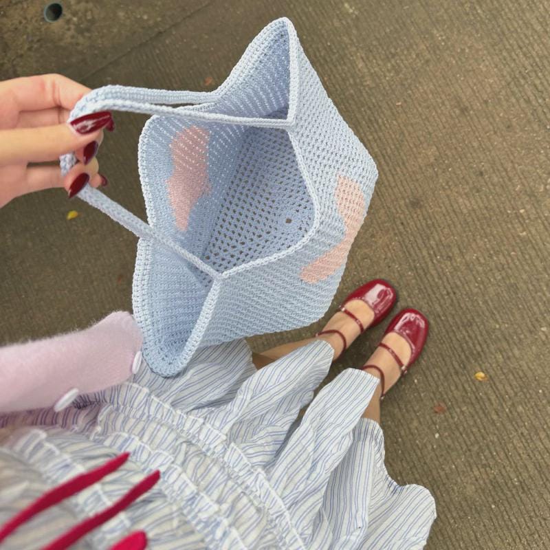 Handmade Crochet Bag | Bloomie Shoulder Bag |  Handmade bag Heart  Pattern