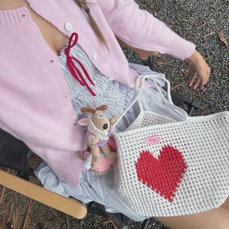 Handmade Crochet Bag | Bloomie Shoulder Bag |  Handmade bag Heart  Pattern