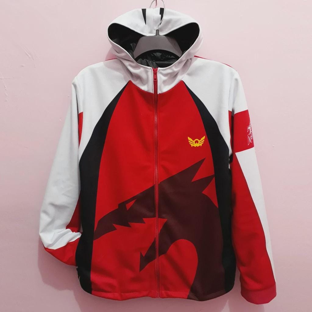 Power Rangers Megaforce Gosei Red Ranger cosplay jacket inspired by Tensou Sentai Goseiger 2010 Super Sentai series, perfect for conventions, fan photoshoots, and collectors