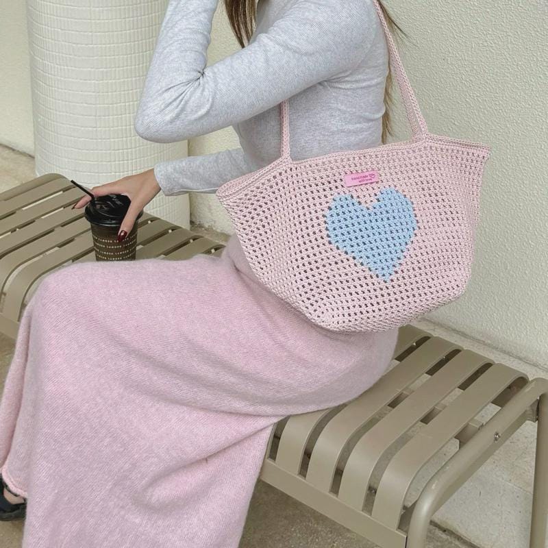 Handmade Crochet Bag | Bloomie Shoulder Bag |  Handmade bag Heart  Pattern